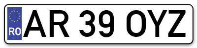 Placuta inmatriculare numar auto  AR-39-OYZ, AR 39 OYZ, AR39OYZ