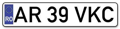 Placuta inmatriculare numar auto  AR-39-VKC, AR 39 VKC, AR39VKC