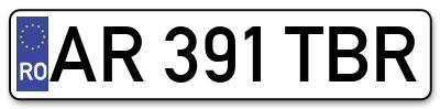 Placuta inmatriculare numar auto  AR-391-TBR, AR 391 TBR, AR391TBR