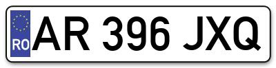 Placuta inmatriculare numar auto  AR-396-JXQ, AR 396 JXQ, AR396JXQ
