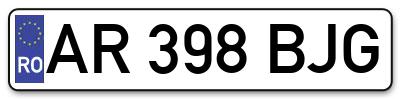 Placuta inmatriculare numar auto  AR-398-BJG, AR 398 BJG, AR398BJG