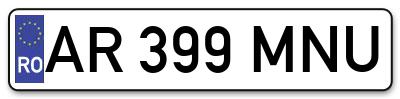 Placuta inmatriculare numar auto  AR-399-MNU, AR 399 MNU, AR399MNU