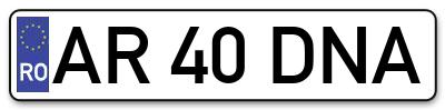 Placuta inmatriculare numar auto  AR-40-DNA, AR 40 DNA, AR40DNA