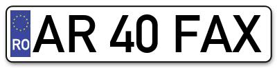 Placuta inmatriculare numar auto  AR-40-FAX, AR 40 FAX, AR40FAX