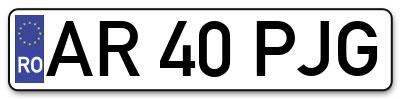 Placuta inmatriculare numar auto  AR-40-PJG, AR 40 PJG, AR40PJG