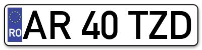 Placuta inmatriculare numar auto  AR-40-TZD, AR 40 TZD, AR40TZD
