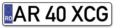 Placuta inmatriculare numar auto  AR-40-XCG, AR 40 XCG, AR40XCG