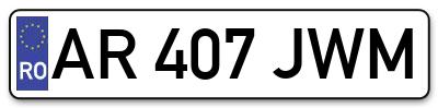 Placuta inmatriculare numar auto  AR-407-JWM, AR 407 JWM, AR407JWM