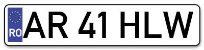 Placuta inmatriculare numar auto  AR-41-HLW, AR 41 HLW, AR41HLW