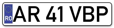 Placuta inmatriculare numar auto  AR-41-VBP, AR 41 VBP, AR41VBP