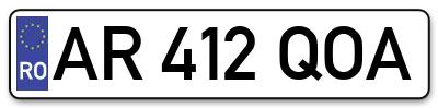 Placuta inmatriculare numar auto  AR-412-QOA, AR 412 QOA, AR412QOA