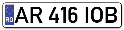 Placuta inmatriculare numar auto  AR-416-IOB, AR 416 IOB, AR416IOB