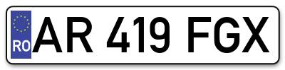 Placuta inmatriculare numar auto  AR-419-FGX, AR 419 FGX, AR419FGX