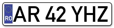 Placuta inmatriculare numar auto  AR-42-YHZ, AR 42 YHZ, AR42YHZ