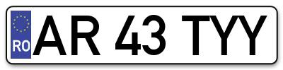 Placuta inmatriculare numar auto  AR-43-TYY, AR 43 TYY, AR43TYY