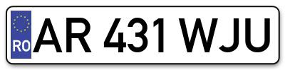 Placuta inmatriculare numar auto  AR-431-WJU, AR 431 WJU, AR431WJU