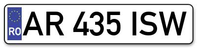 Placuta inmatriculare numar auto  AR-435-ISW, AR 435 ISW, AR435ISW