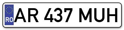 Placuta inmatriculare numar auto  AR-437-MUH, AR 437 MUH, AR437MUH
