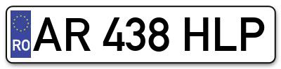 Placuta inmatriculare numar auto  AR-438-HLP, AR 438 HLP, AR438HLP