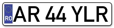 Placuta inmatriculare numar auto  AR-44-YLR, AR 44 YLR, AR44YLR