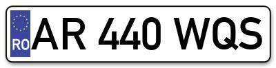 Placuta inmatriculare numar auto  AR-440-WQS, AR 440 WQS, AR440WQS