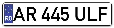 Placuta inmatriculare numar auto  AR-445-ULF, AR 445 ULF, AR445ULF
