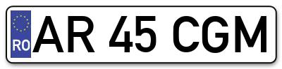 Placuta inmatriculare numar auto  AR-45-CGM, AR 45 CGM, AR45CGM