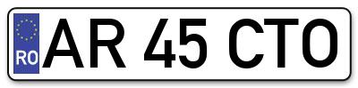 Placuta inmatriculare numar auto  AR-45-CTO, AR 45 CTO, AR45CTO