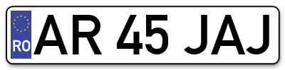 Placuta inmatriculare numar auto  AR-45-JAJ, AR 45 JAJ, AR45JAJ