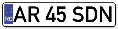 Placuta inmatriculare numar auto  AR-45-SDN, AR 45 SDN, AR45SDN