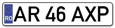 Placuta inmatriculare numar auto  AR-46-AXP, AR 46 AXP, AR46AXP