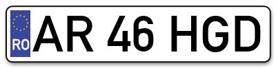 Placuta inmatriculare numar auto  AR-46-HGD, AR 46 HGD, AR46HGD
