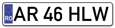 Placuta inmatriculare numar auto  AR-46-HLW, AR 46 HLW, AR46HLW