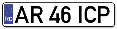 Placuta inmatriculare numar auto  AR-46-ICP, AR 46 ICP, AR46ICP