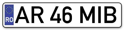 Placuta inmatriculare numar auto  AR-46-MIB, AR 46 MIB, AR46MIB
