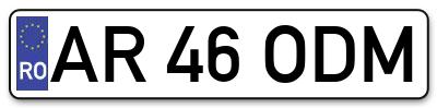 Placuta inmatriculare numar auto  AR-46-ODM, AR 46 ODM, AR46ODM