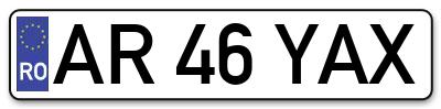 Placuta inmatriculare numar auto  AR-46-YAX, AR 46 YAX, AR46YAX