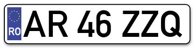 Placuta inmatriculare numar auto  AR-46-ZZQ, AR 46 ZZQ, AR46ZZQ