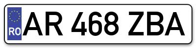 Placuta inmatriculare numar auto  AR-468-ZBA, AR 468 ZBA, AR468ZBA