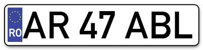 Placuta inmatriculare numar auto  AR-47-ABL, AR 47 ABL, AR47ABL