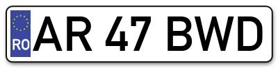 Placuta inmatriculare numar auto  AR-47-BWD, AR 47 BWD, AR47BWD