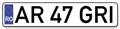 Placuta inmatriculare numar auto  AR-47-GRI, AR 47 GRI, AR47GRI