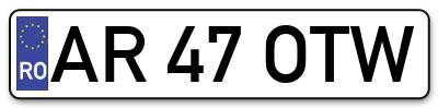 Placuta inmatriculare numar auto  AR-47-OTW, AR 47 OTW, AR47OTW