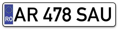 Placuta inmatriculare numar auto  AR-478-SAU, AR 478 SAU, AR478SAU