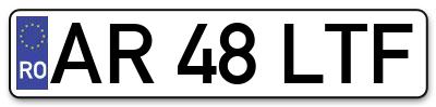 Placuta inmatriculare numar auto  AR-48-LTF, AR 48 LTF, AR48LTF