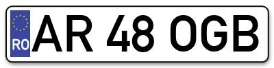 Placuta inmatriculare numar auto  AR-48-OGB, AR 48 OGB, AR48OGB