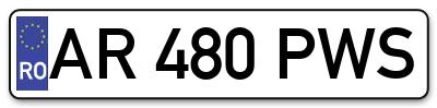 Placuta inmatriculare numar auto  AR-480-PWS, AR 480 PWS, AR480PWS