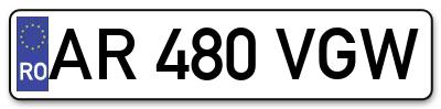 Placuta inmatriculare numar auto  AR-480-VGW, AR 480 VGW, AR480VGW