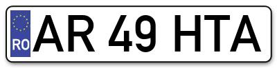 Placuta inmatriculare numar auto  AR-49-HTA, AR 49 HTA, AR49HTA