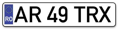 Placuta inmatriculare numar auto  AR-49-TRX, AR 49 TRX, AR49TRX